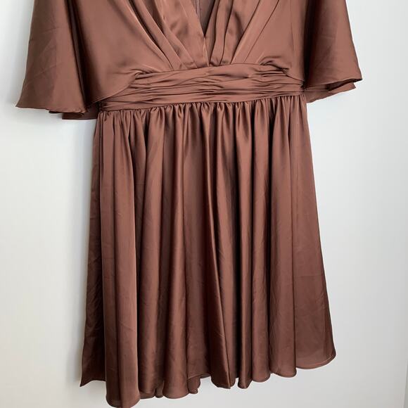 Mac Duggal Dolman Sleeve Satin Cocktail Dress Drape Flowy Formal Size 8 New - Picture 10 of 16